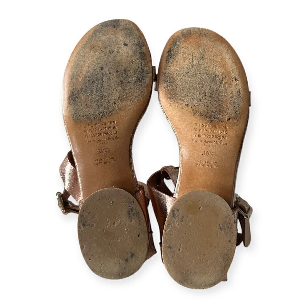 Maison Martin Margiela Rose Gold Cracked Metallic Leather Sandals EU 39.5 - Picture 6 of 13